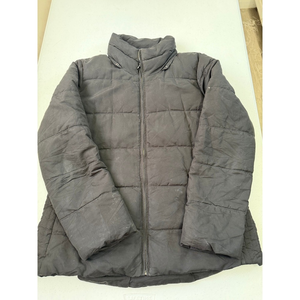 Old Navy Black Puffer Jacket Womens Large Full Zip Quilted Stand FLAW